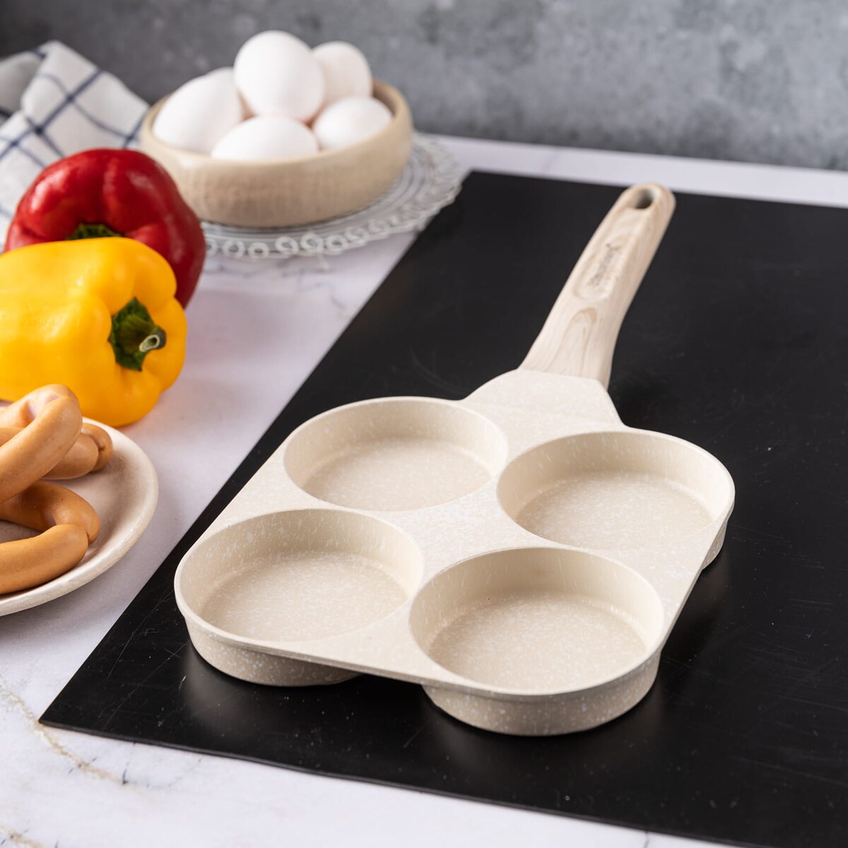 Patelnia marmurkowa 4 w 1 do naleśników jajek placków pancake 18cm BEŻOWA KLAUSBERG