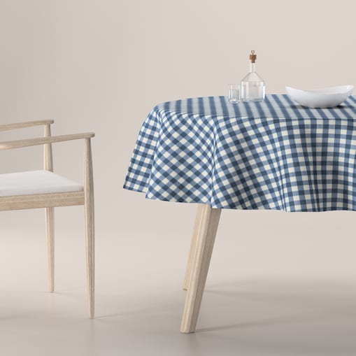 Obrus okrągły 160 x 160 cm granatowo-biała kratka (1,5x1,5cm)