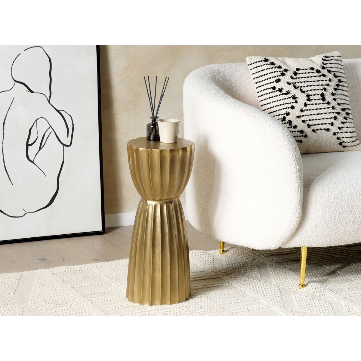 Stolik pomocniczy metalowy złoty OUYEN