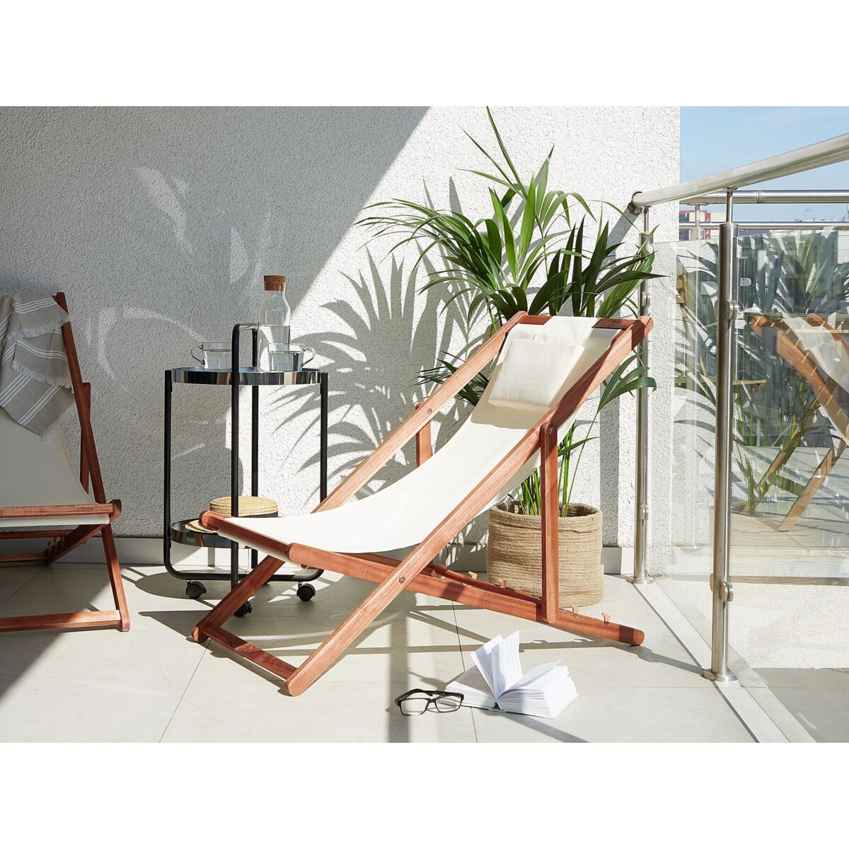 Leżak ogrodowy beżowy AVELLINO