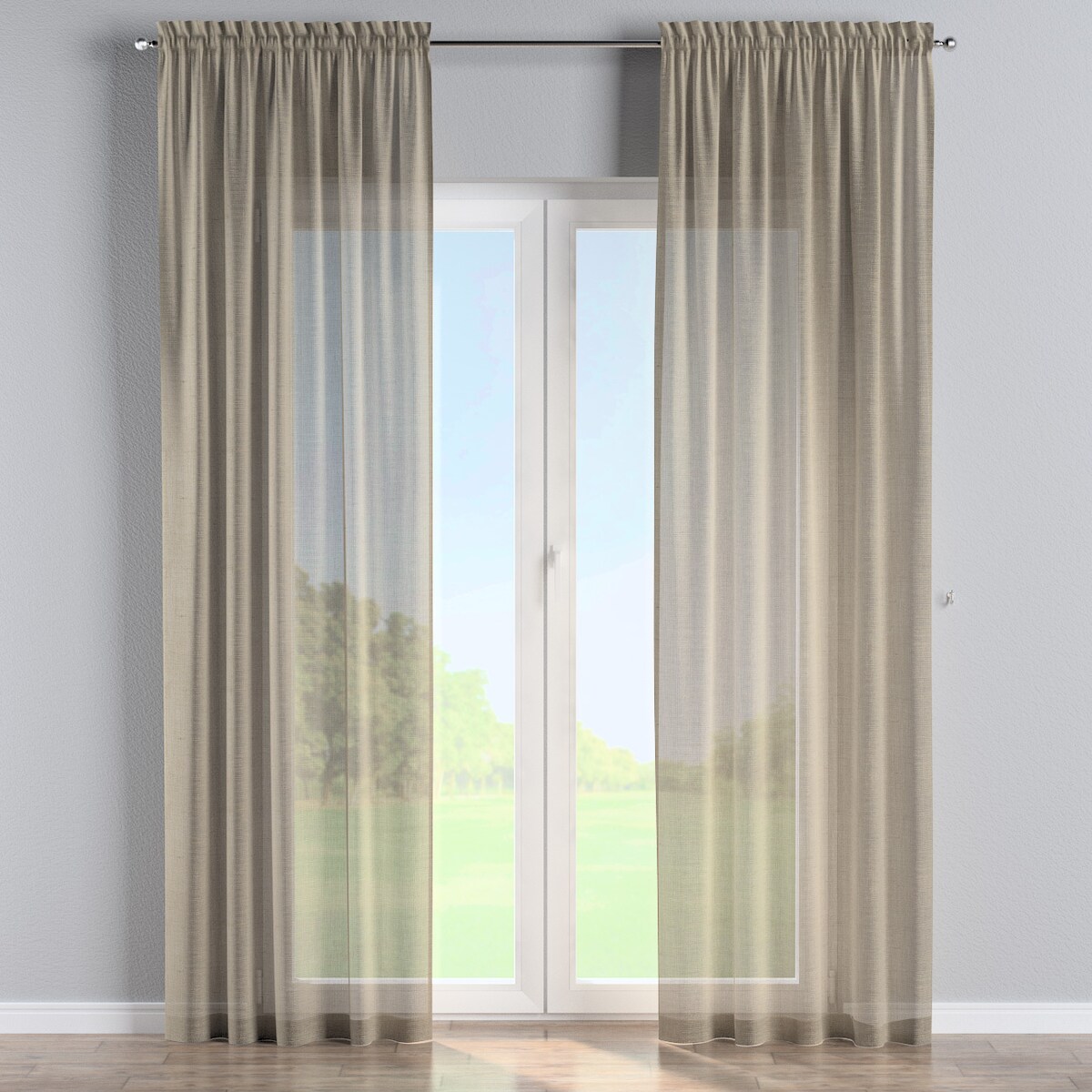 Zasłona na kanale z grzywką 1 szt. 130x245 ciemny beż