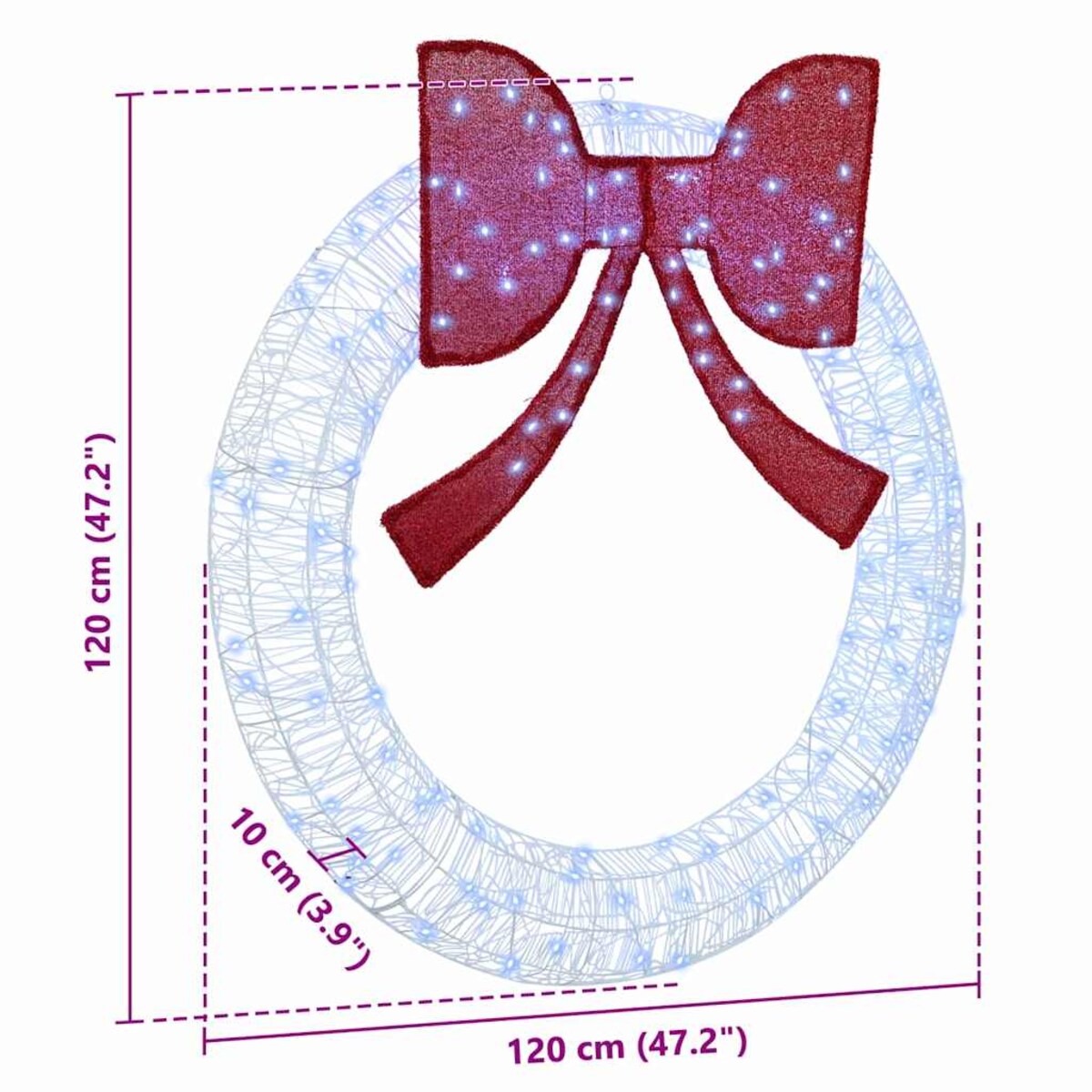 vidaXL Wianek z 150 diodami LED Zimna biel 120 cm Akryl