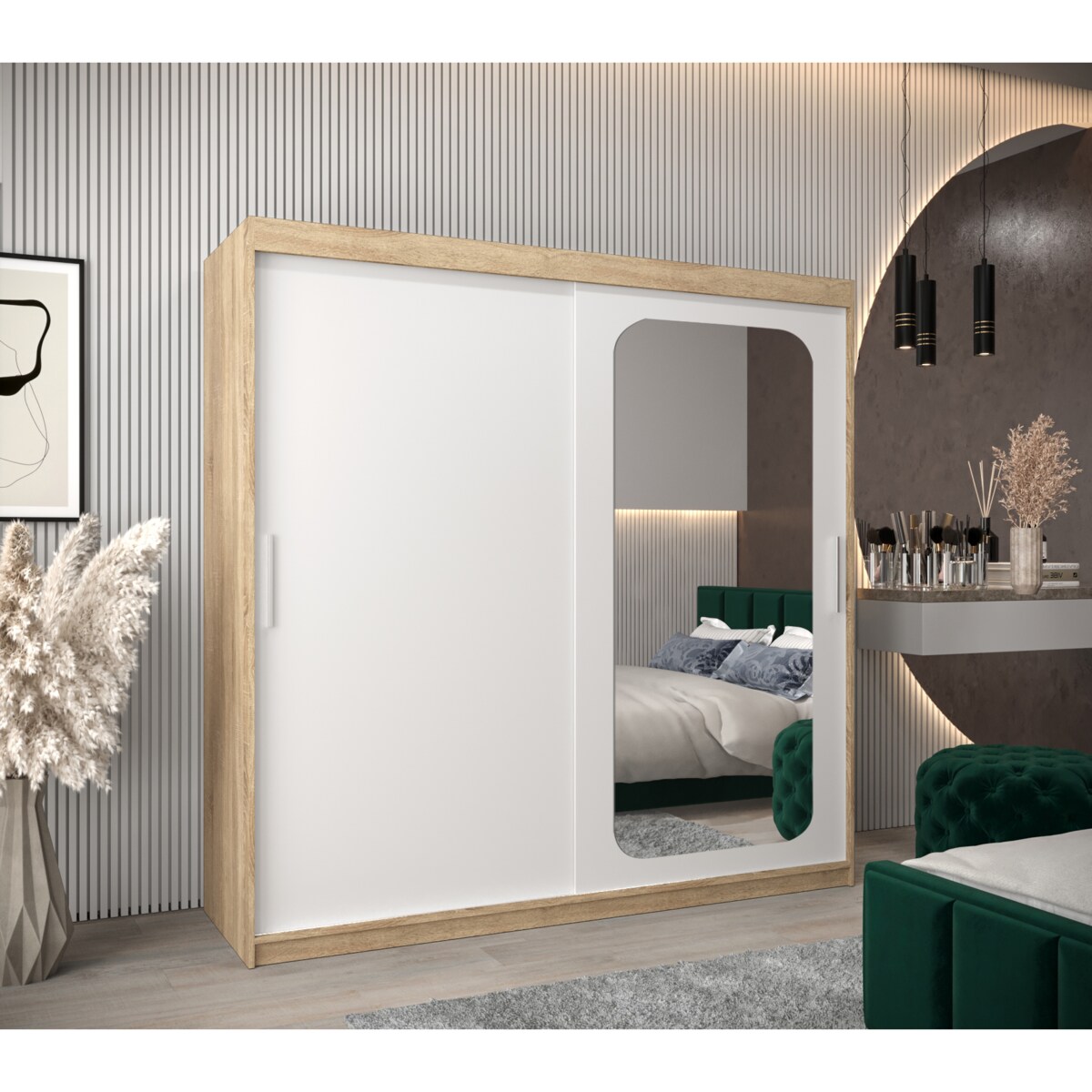 Szafa przesuwna Garderoba PROMO T2 200 sonoma/biały