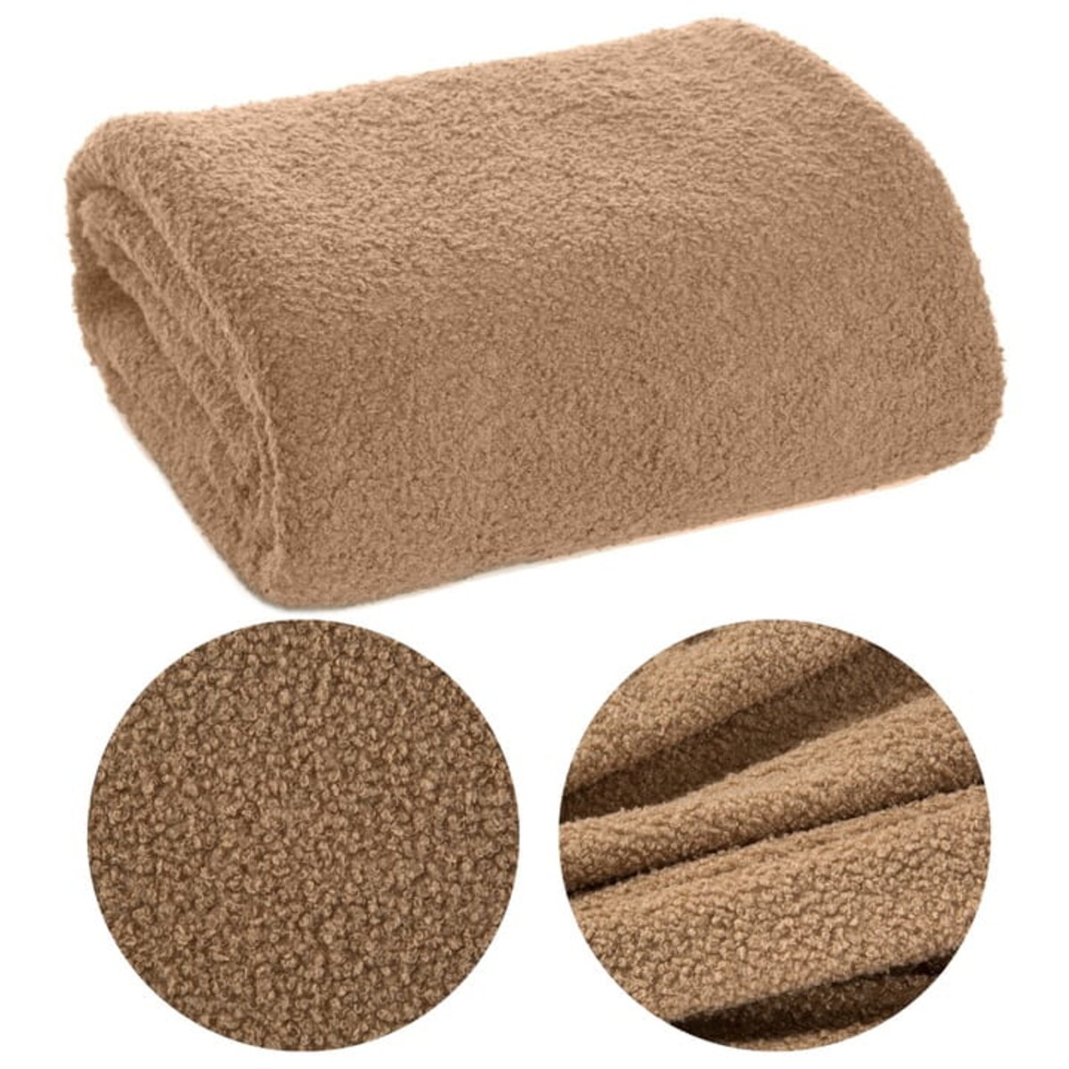 Koc Narzuta Pled 170 x 210 Eurofirany Bukla Beżowa 260 gsm Szetland Baranek