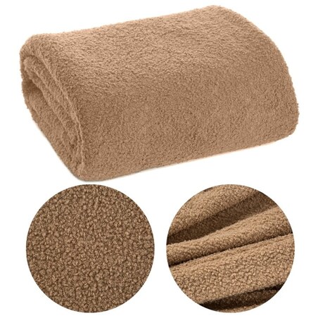 Koc Narzuta Pled 170 x 210 Eurofirany Bukla Beżowa 260 gsm Szetland Baranek