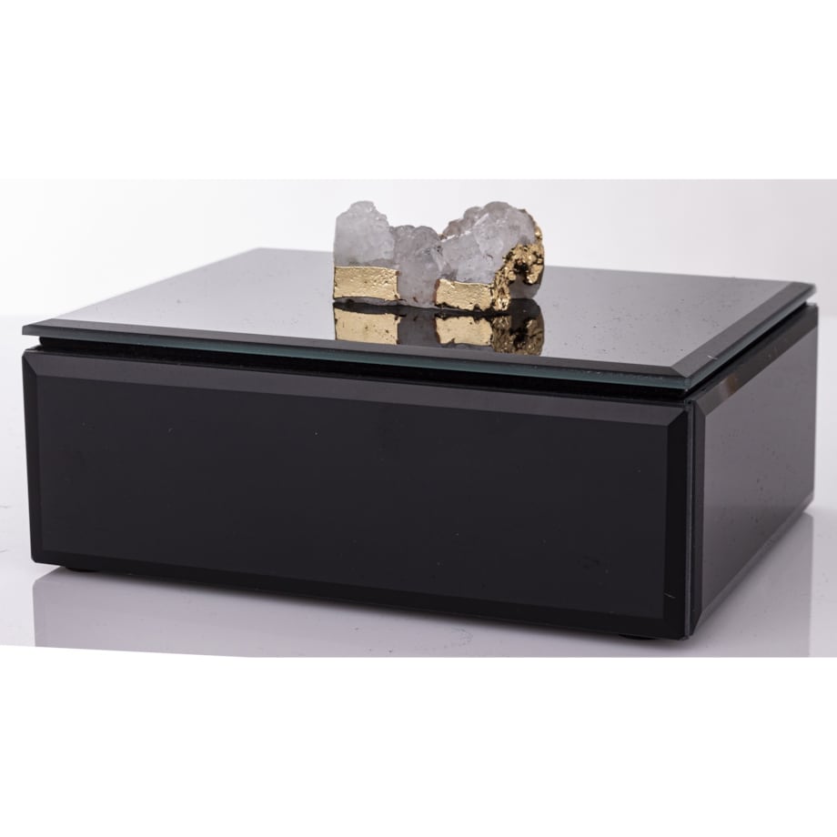 Szkatułka szklana na biżuterię 16x12x6 cm DEKOR AGAT czarna