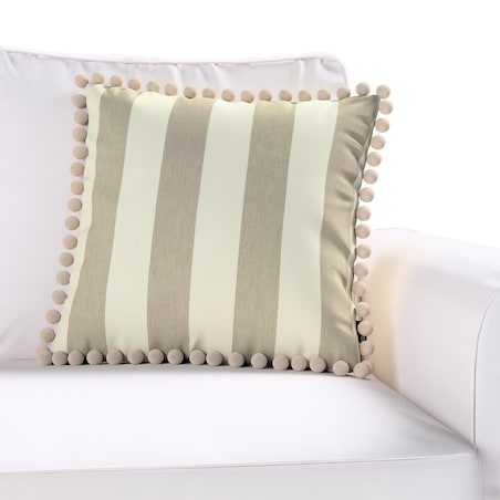 Poszewka Wera na poduszkę 45x45 beżowo-białe pionowe pasy (5,5cm)