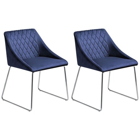 Zestaw 2 krzeseł do jadalni welurowy ciemnoniebieski ARCATA