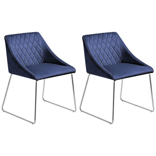 Zestaw 2 krzeseł do jadalni welurowy ciemnoniebieski ARCATA