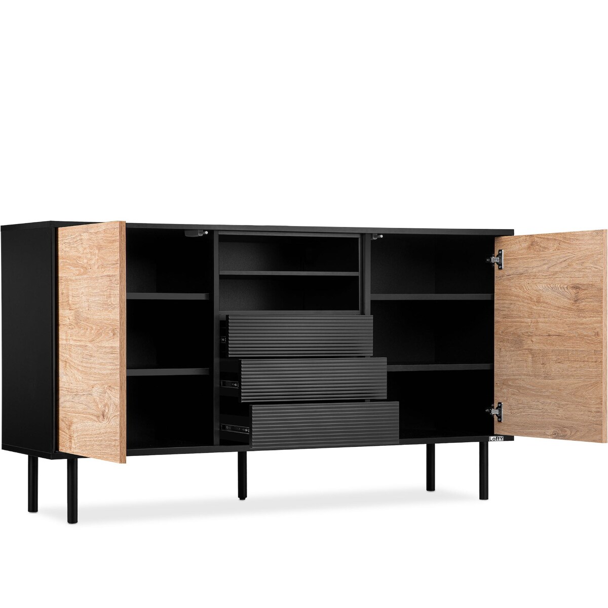 KONSIMO LOFTY Komoda z ryflowanym frontem