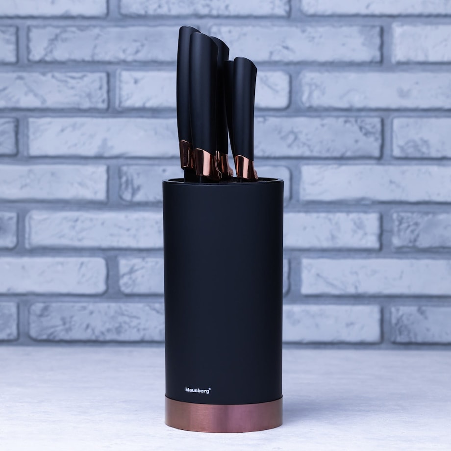 Zestaw noży kuchennych w bloku 5 elementów noże czarne KLAUSBERG