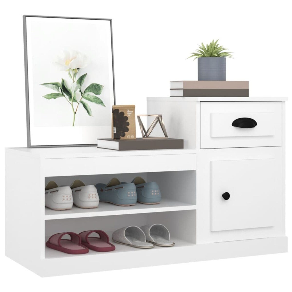 vidaXL Szafka na buty, biała, 100x42x60 cm, materiał drewnopochodny