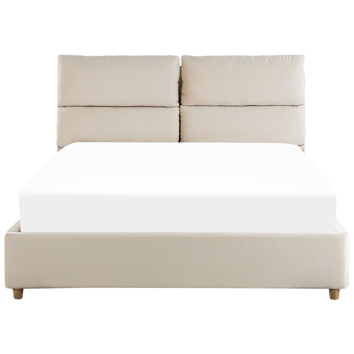 Łóżko z pojemnikiem welurowe 140 x 200 cm beżowe BATILLY