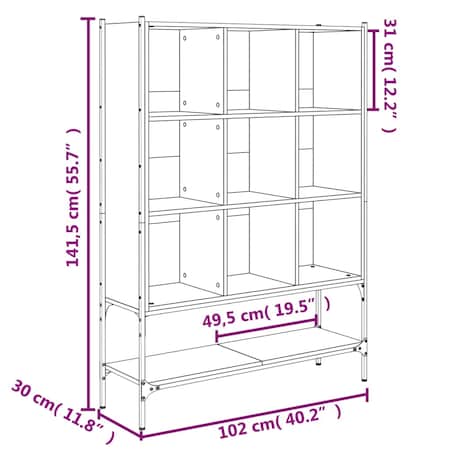 vidaXL Regał, dąb sonoma, 102x30x141,5 cm, materiał drewnopochodny