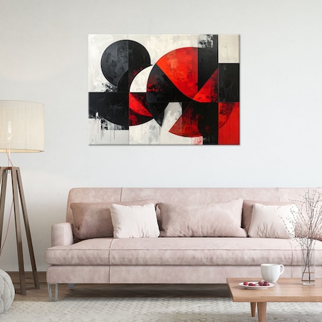 Obraz do salonu sypialni biura, Abstrakcja koła geometryczne czerwony czarny