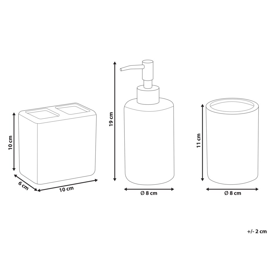 3-częściowy zestaw akcesoriów łazienkowych niebiesko-biały CARORA