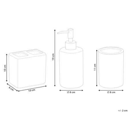 3-częściowy zestaw akcesoriów łazienkowych niebiesko-biały CARORA
