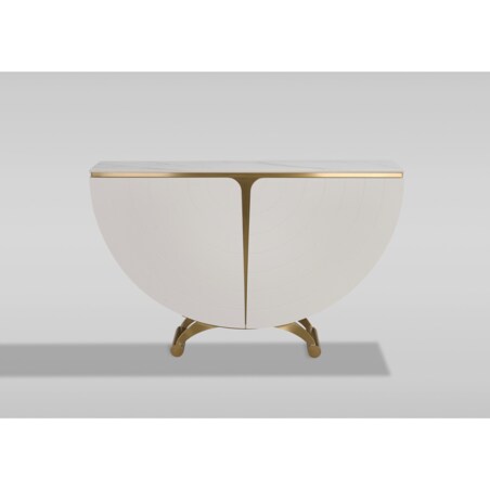Biała konsola glamour półokrągła Vellora 140x35x86