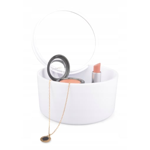 POJEMNIK KOSMETYCZNY pudełko k. biały śr. 14cm