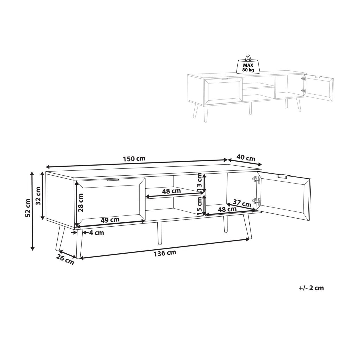 Szafka RTV z frontem rattanowym czarna OPOCO