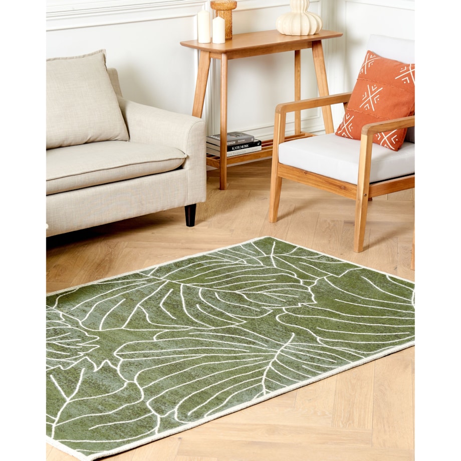 Dywan bawełniany w liście monstery 200 x 300 cm zielony SARMIN
