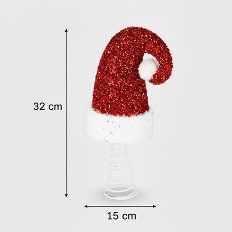 Szpic, czapka Mikołaja na czubek choinki 32x15 cm