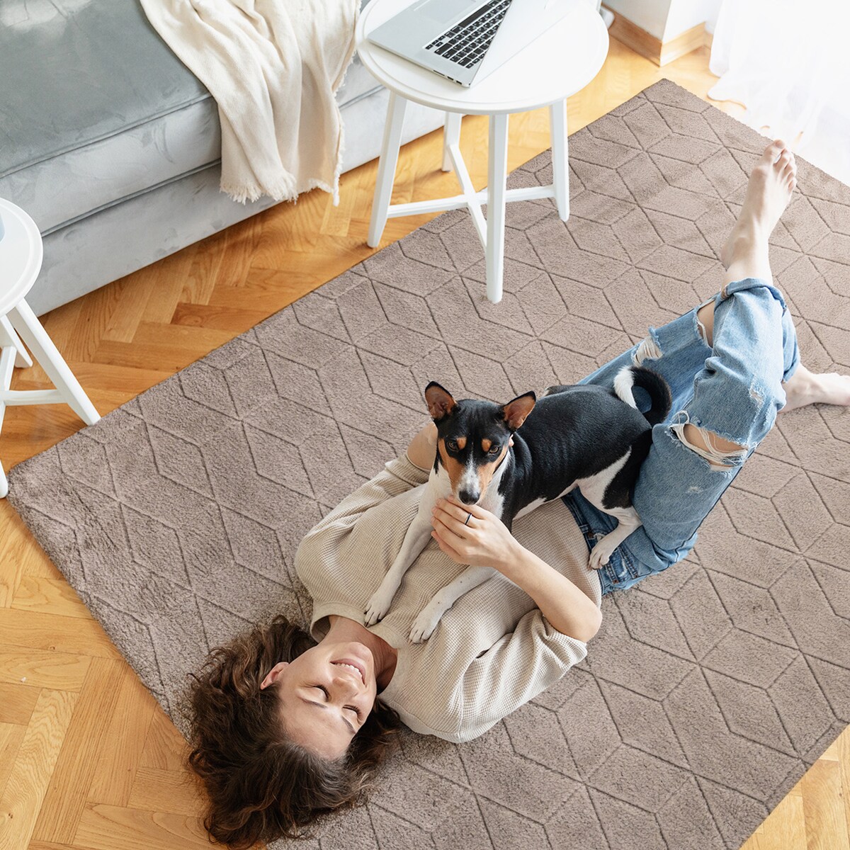 Dywan miękki Rabbit Prestige 120x160 cm e-floor OEKO-TEX beżowy