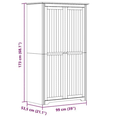 vidaXL Szafa BODO, szara, 99x53,5x173 cm, lite drewno sosnowe