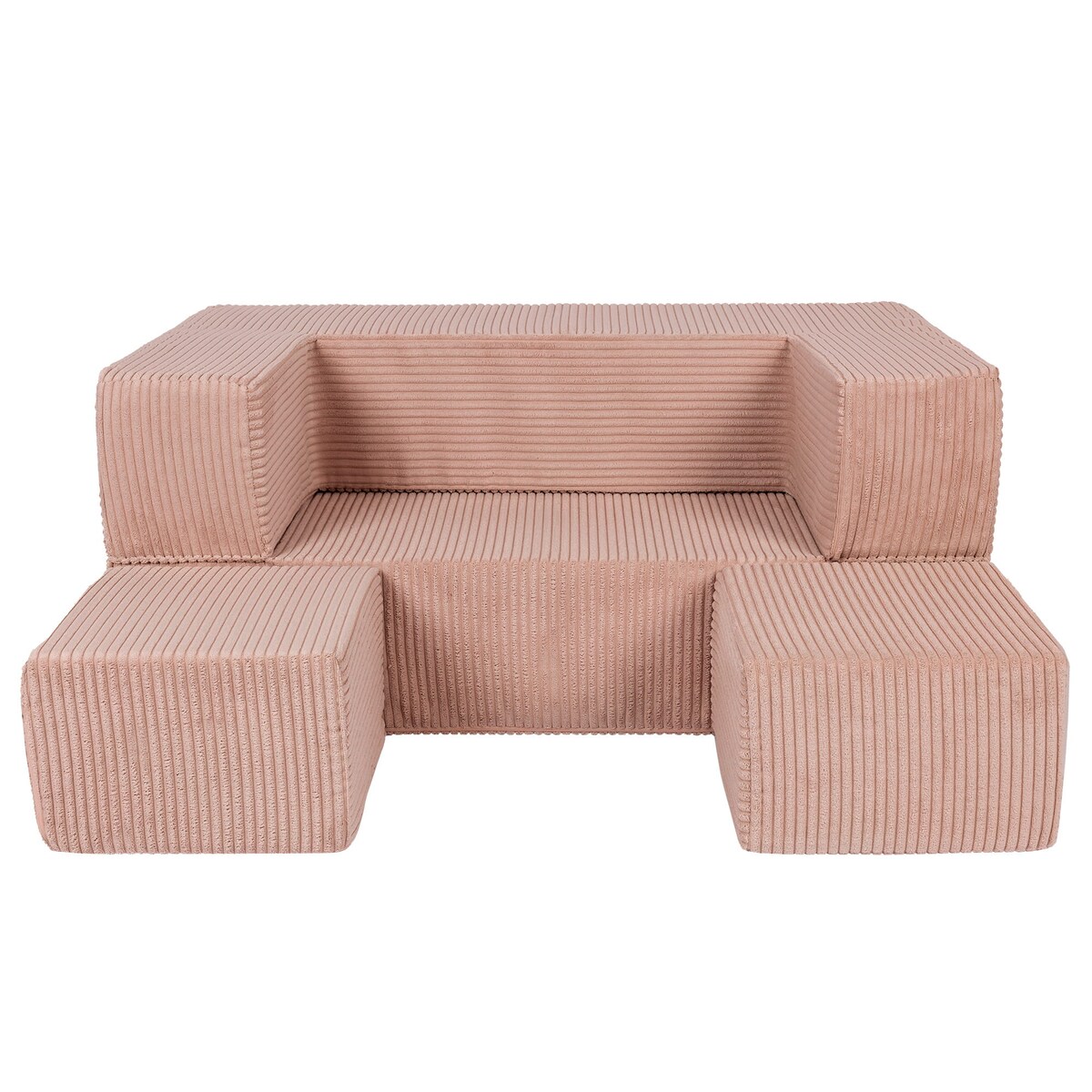 Piankowa Sofa Kostka dla Dzieci - Sofa do Pokoju Dziecięcego, Aesthetic, Pudrowy Róż