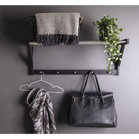 House Nordic Półka na kapelusze Kaia, czarna, metalowa