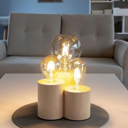 Stojąca LAMPA stołowa VINCENT 2266360 Spotlight rustykalna LAMPKA biurkowa drewniane tuby brzoza