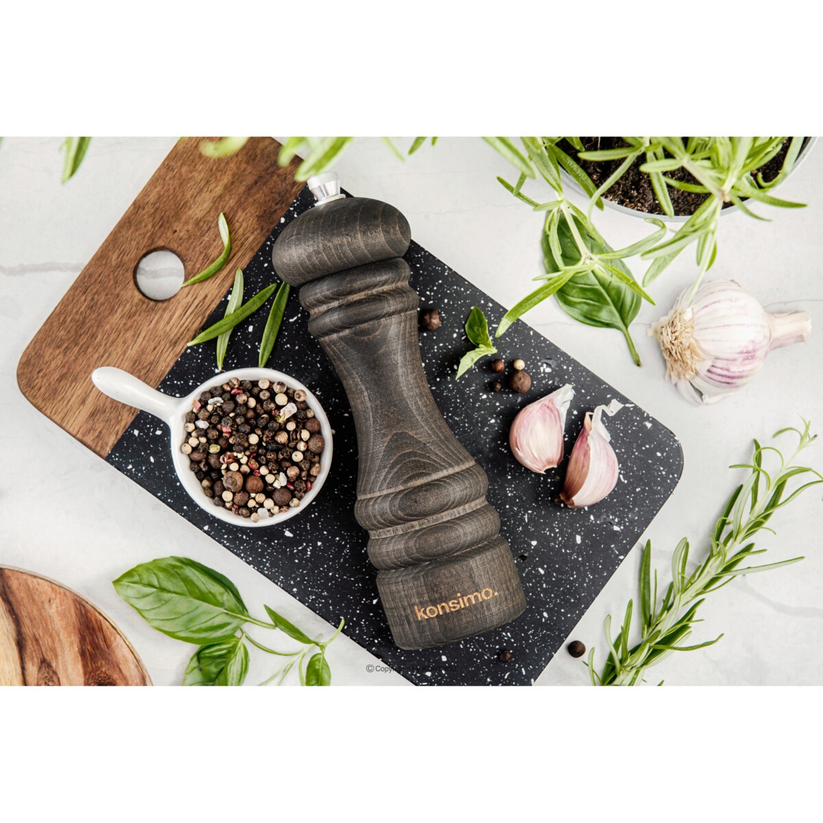 Konsimo MILOS Zestaw młynków 18 cm, 2 szt. wenge olejowany, wenge