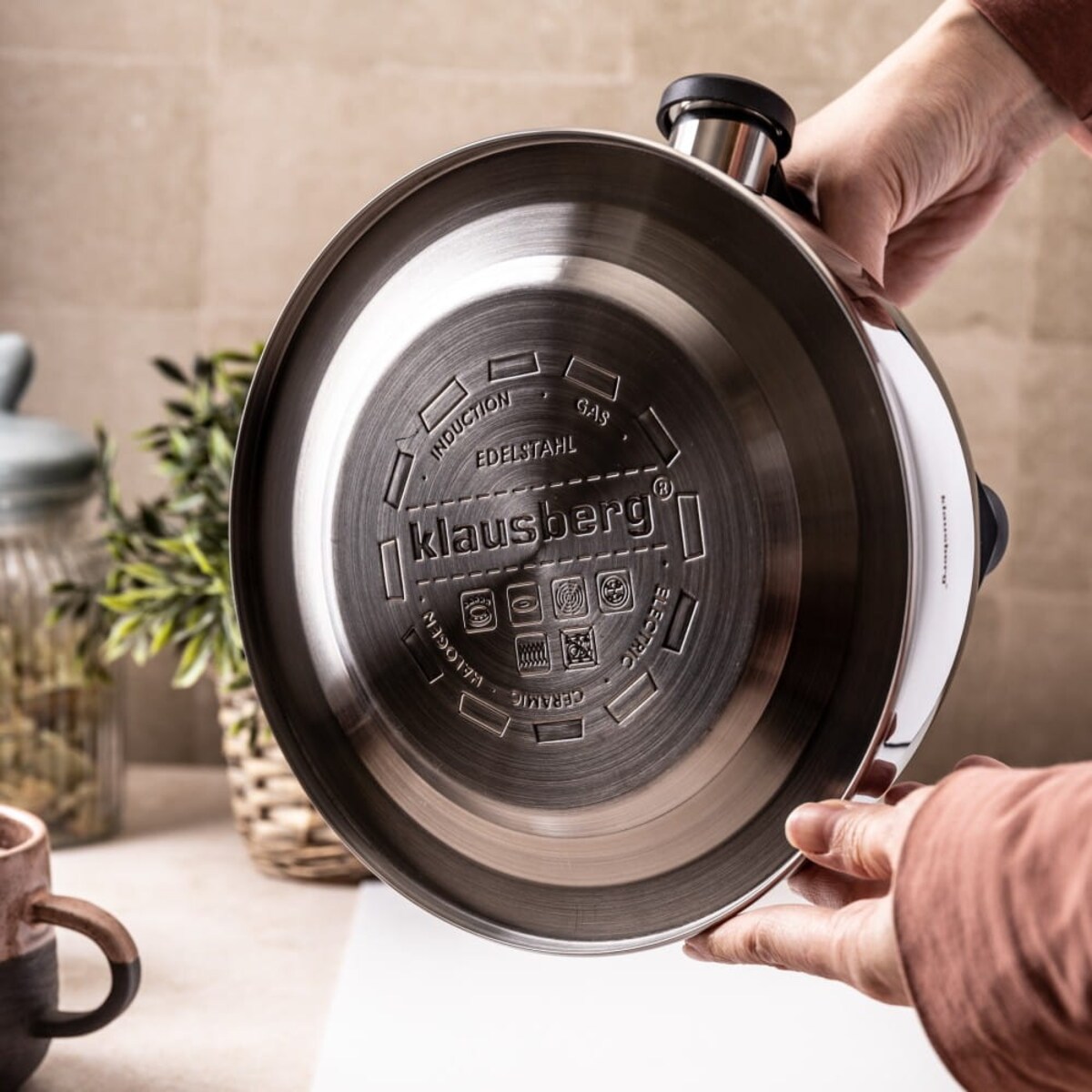 Czajnik stalowy z termometrem 3L indukcja gaz srebrny KLAUSBERG