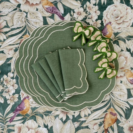 Bieżnik z motywem liści i ptaków Emerald – 45 × 150 cm