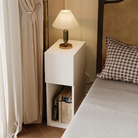 Szafka nocna biała z szufladą stolik z półką nowoczesny loft do sypialni