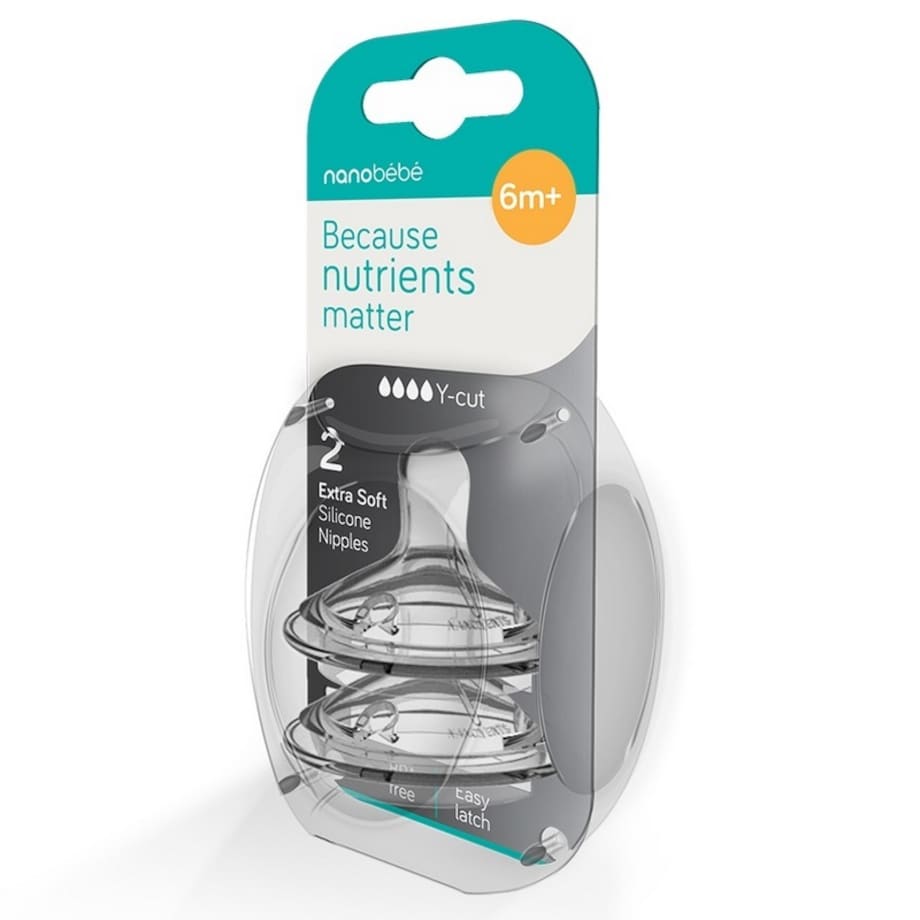 Silikonowy smoczek na butelkę Nanobebe - szybki przepływ Y - 2 szt.