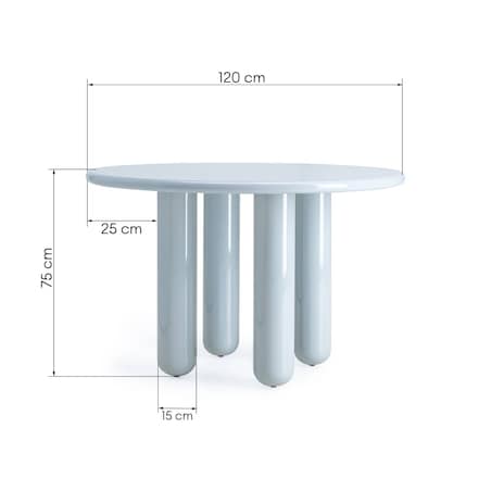 Okrągły stół do jadalni 120 cm, błękitno-szary, glossy, Surya