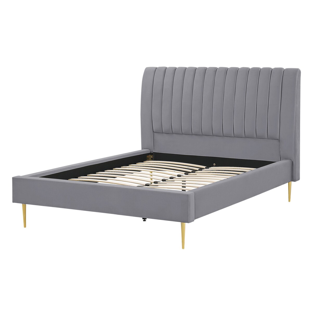 Łóżko welurowe 140 x 200 cm szare MARVILLE