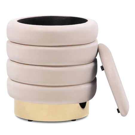 Pufa beżowa ze schowkiem Ø 36 cm YPSILA