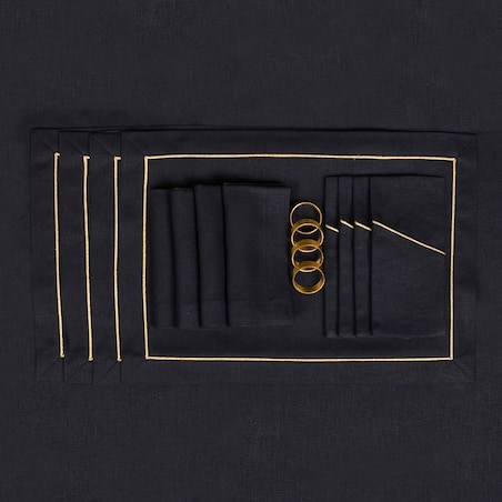 Kieszonki na sztućce Royal Black Goldenline – komplet 6 szt.