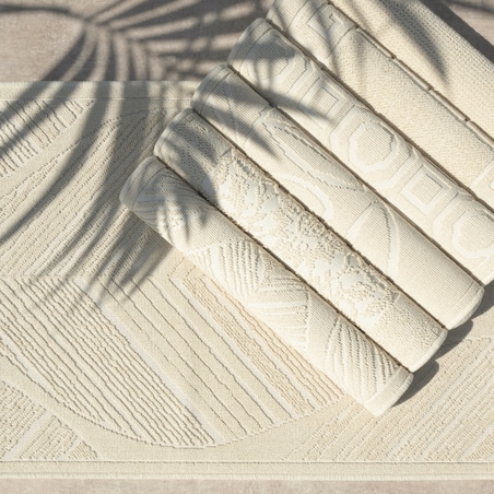 Dywanik łazienkowy Lino 50x80 cm bawełniany ornament beżowy szt