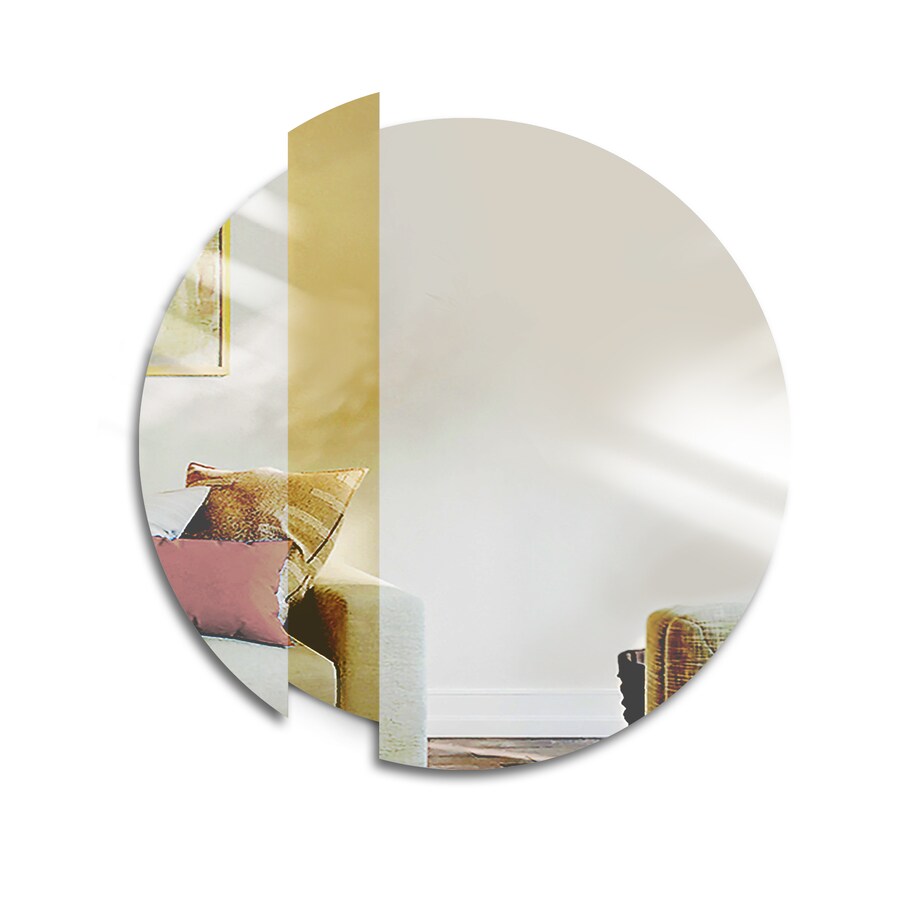 Lustro dekoracyjne BONA srebrne z złotym paskiem fi 70