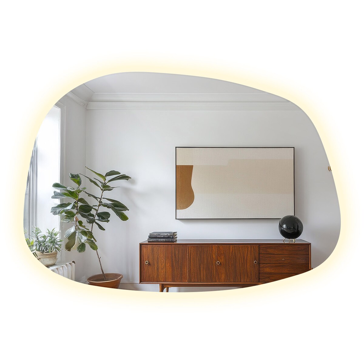 Lustro w kształcie plamy ze światłem LED - 55,1x38,2 cm - neutralne światło