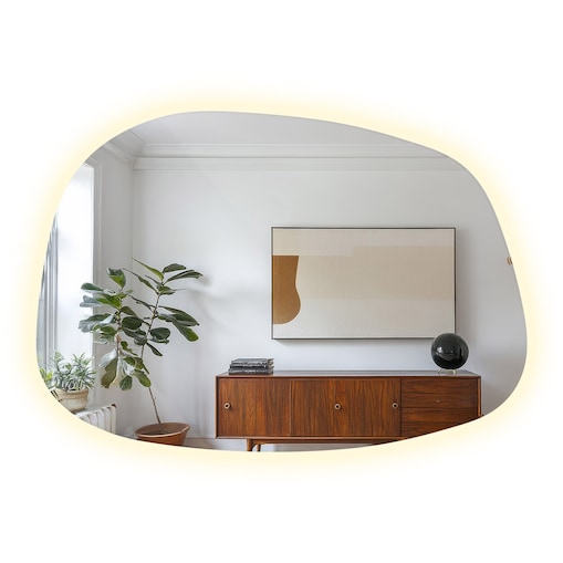 Lustro w kształcie plamy ze światłem LED - 55,1x38,2 cm - neutralne światło