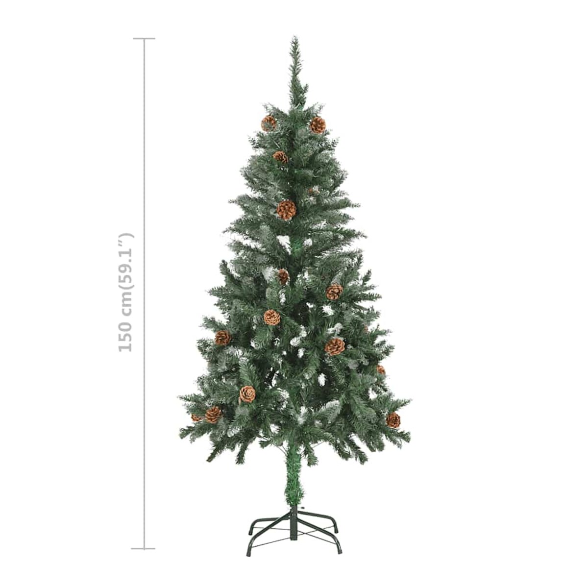 vidaXL Sztuczna choinka z lampkami, bombkami i szyszkami, 150 cm
