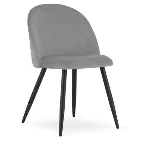 Krzesło Do Jadalni Kuchni Salonu Bello - Aksamit Jasnoszare / Nogi Czarne X 3