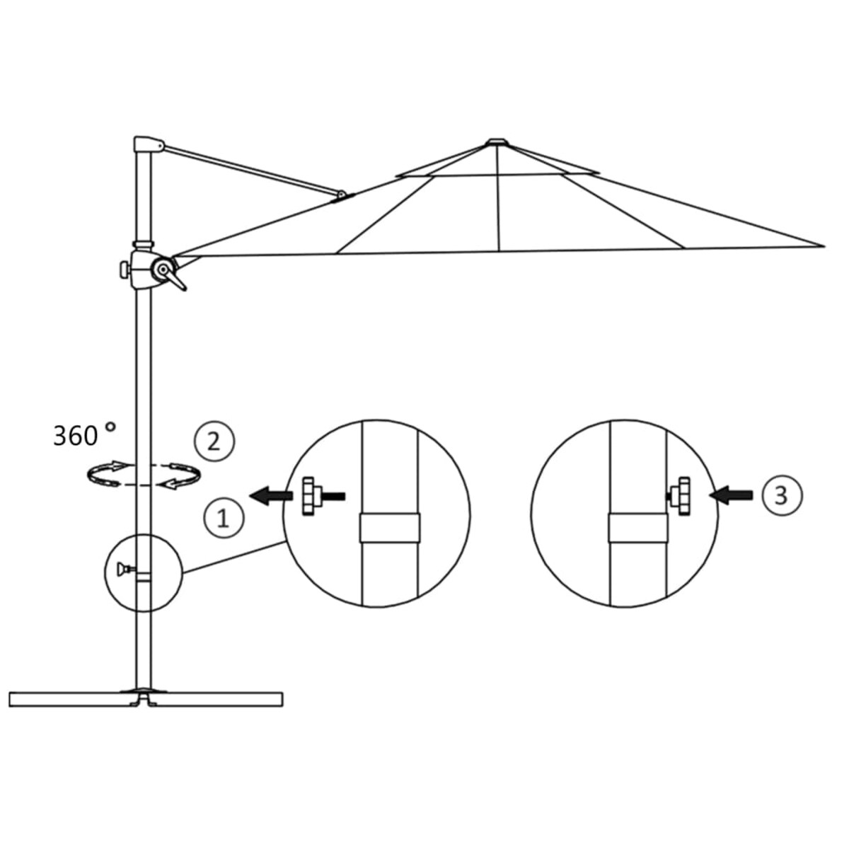 vidaXL Parasol wiszący ze stalowym słupkiem, 300 cm, czarny