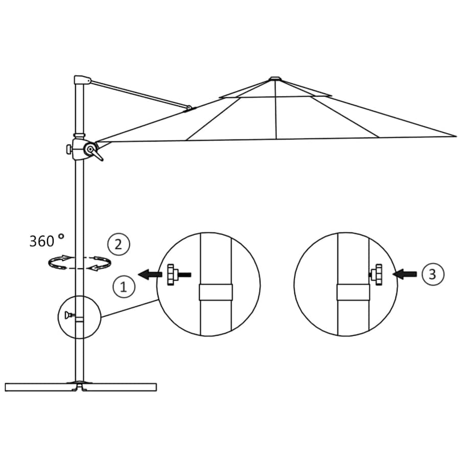 vidaXL Parasol wiszący ze stalowym słupkiem, 300 cm, czarny
