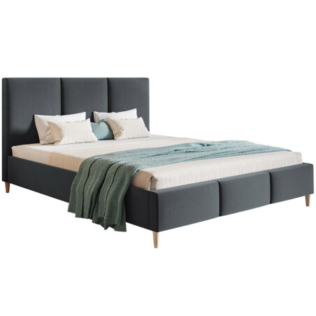 Łóżko tapicerowane 160x200 LUXO 7 na wysokich nogach - grafitowe