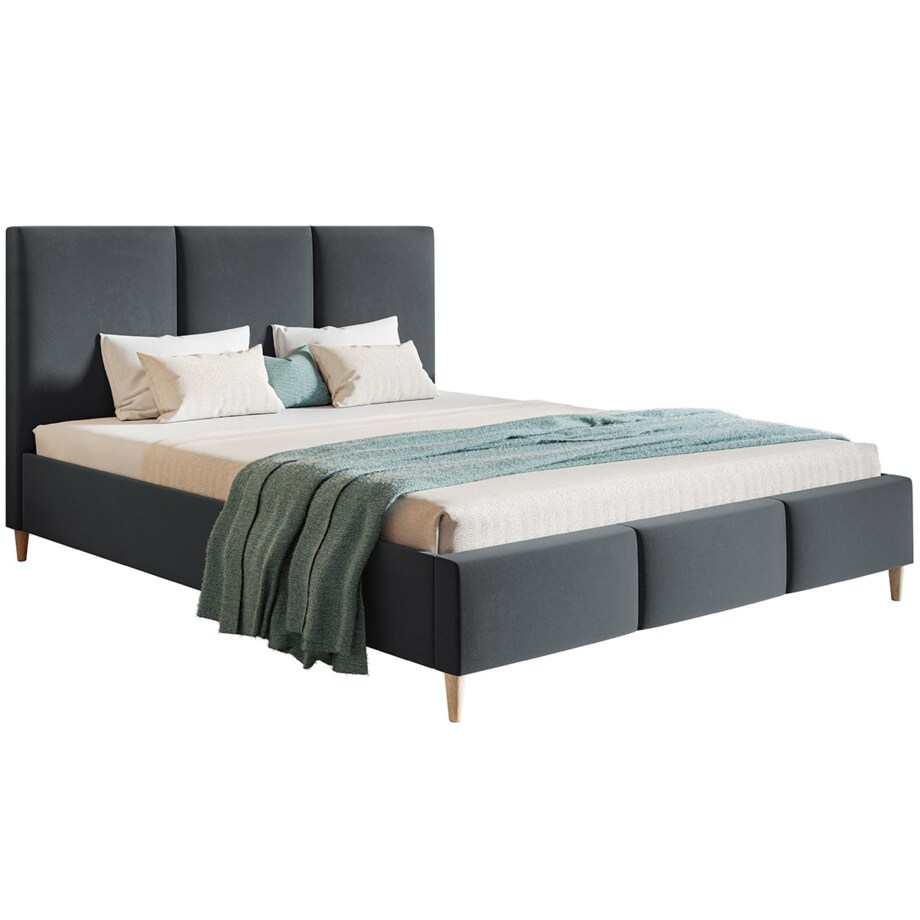 Łóżko tapicerowane 160x200 LUXO 7 na wysokich nogach - grafitowe